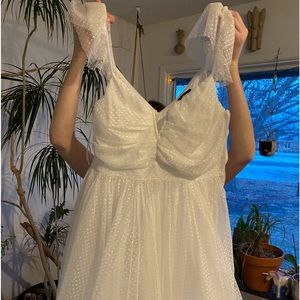 White off the shoulder formal dress